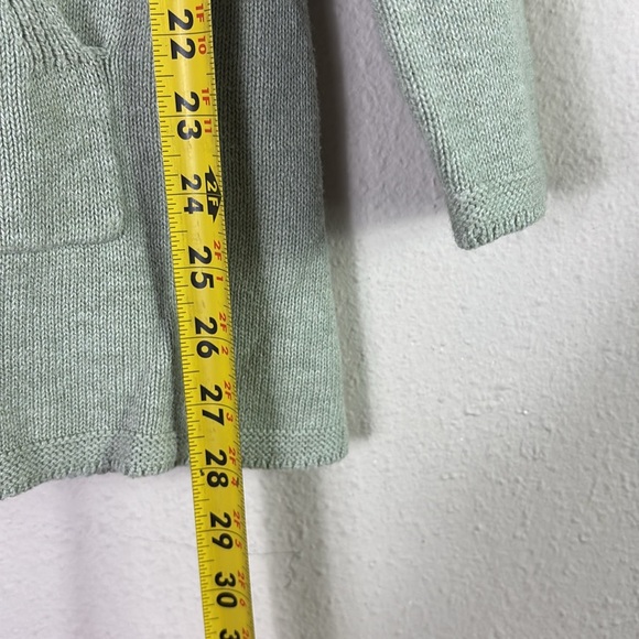 Pure Jill Sage Green Silk Cotton Blend Knit Sweater Kangaroo Pockets Hooded XS - Picture 6 of 8